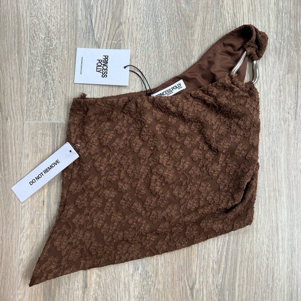 Princess Polly Chocolate One-Shoulder Top with Ring Detail